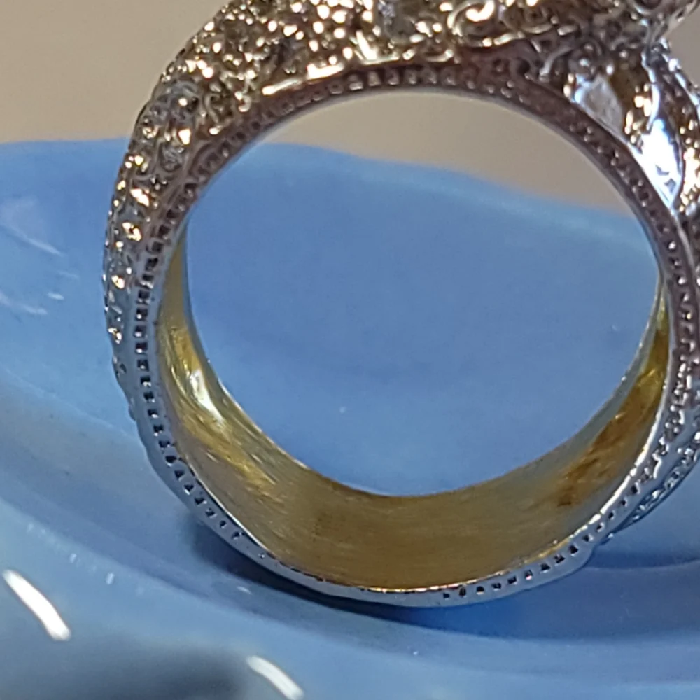 Double Peacock Ring Two Tone Cocktail